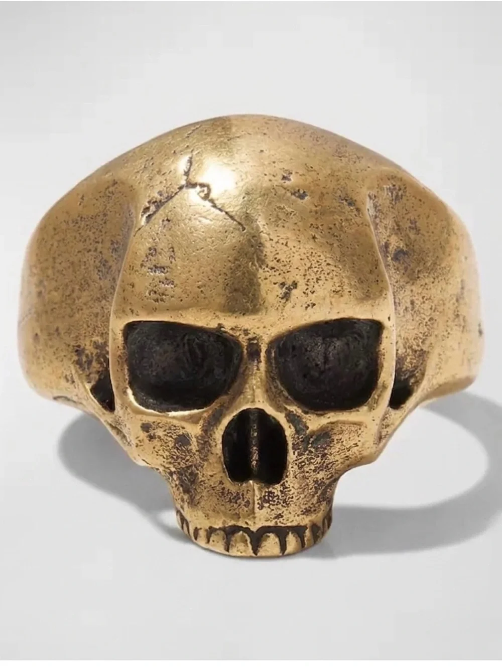 $398 Brand New John Varvatos Artisan Brass Skull Ring Size 11